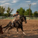 Cowboy in Elko County, Nevada roping a calf
